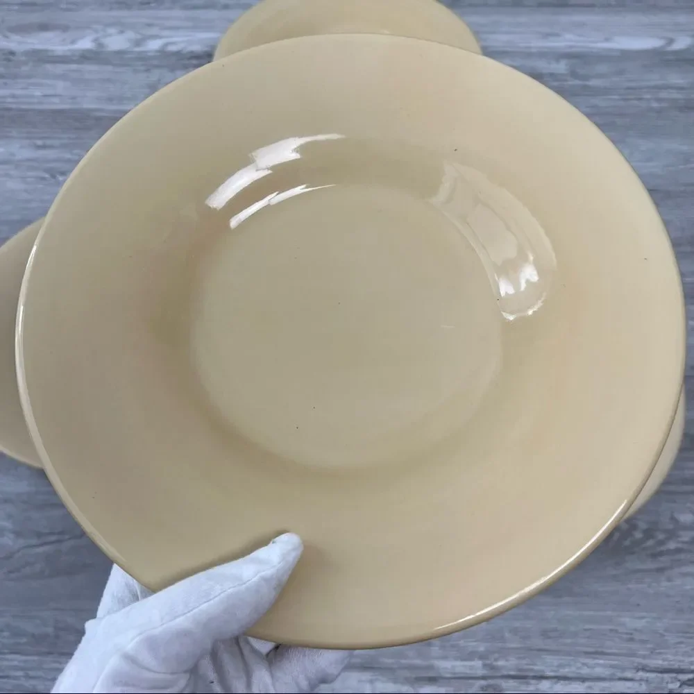 POTTERY BARN Sausalito Amber Yellow 10 1/4 in Rim Salad Plate Handpainted X5